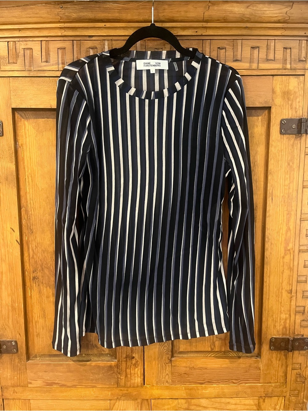 Diane Von Furstenberg Striped Sheet Long Sleeve Top